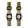 Two adjustable armbands for Dexcom G7 Sensor with circular watch faces and black buckles