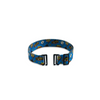 Blue patterned dog collar with quick-release buckle for insulin pump pouches use